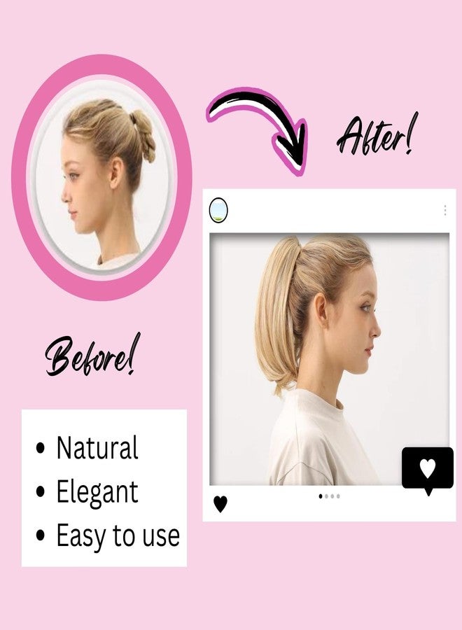 JUVABUN 10" Straight Claw Clip In Ponytail Hair Extensions - Medium Blonde| Synthetic Ponytail Extension | Hair Extensions for Women & Men | Washable, Realistic And Synthetic |Medium Blonde - Image 5